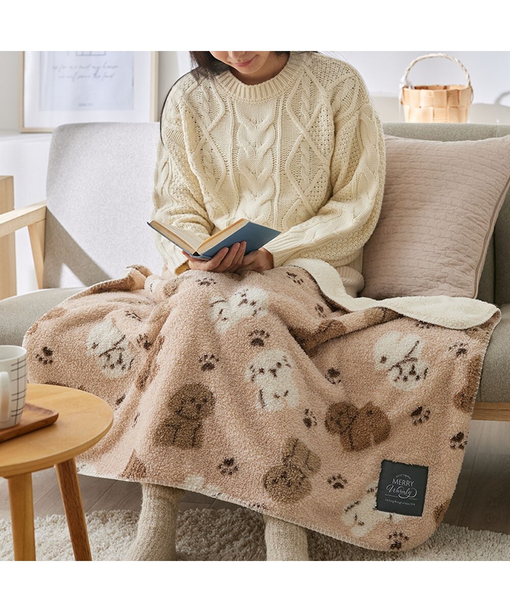 もふもふフランネルとシープ調ボアのひざ掛け＆ハーフケット（トイ