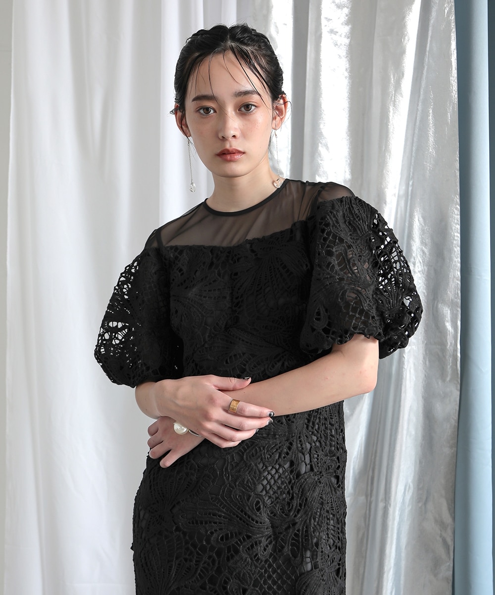 結婚式・パーティー・オケージョンドレス】ケミカルレース使い