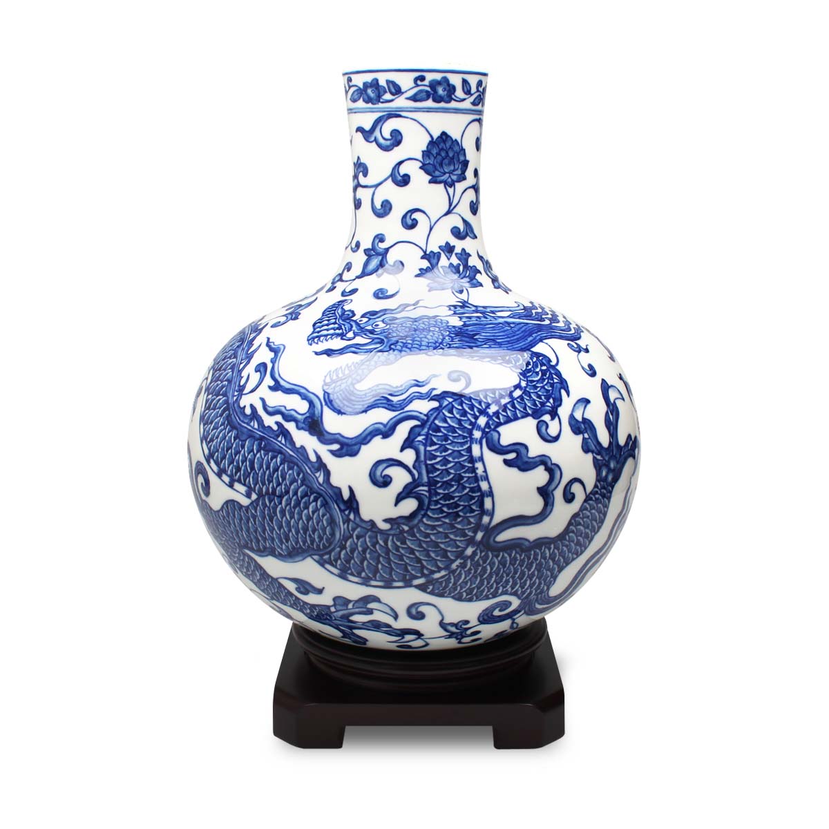 中国古玩 大明成化 青花斗彩 松竹梅紋 天球瓶