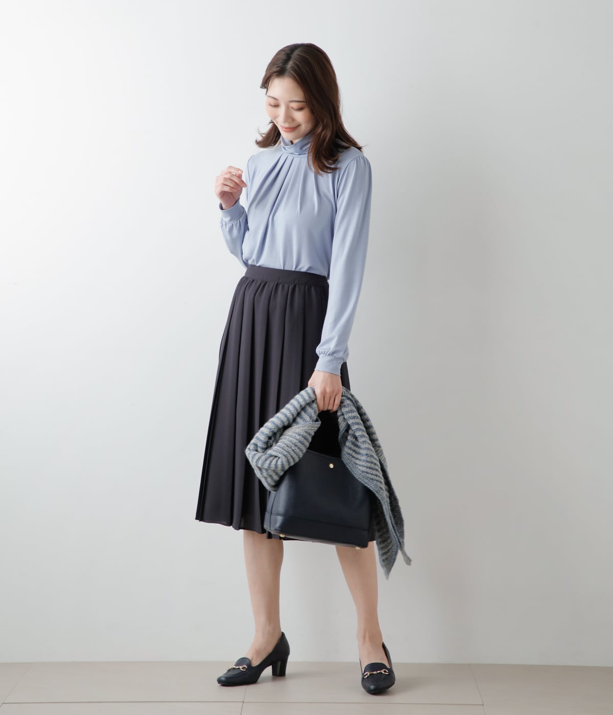 美品✨プリーツプリーズ プリーツパンツ キュロットスカート ネイビー