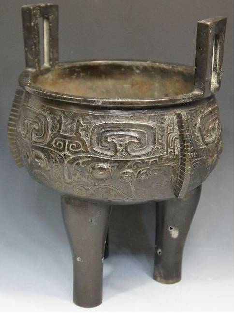中国 古銅青銅 饕餮文爵 V R8942 中国 古銅青銅 饕餮文爵 V R8942