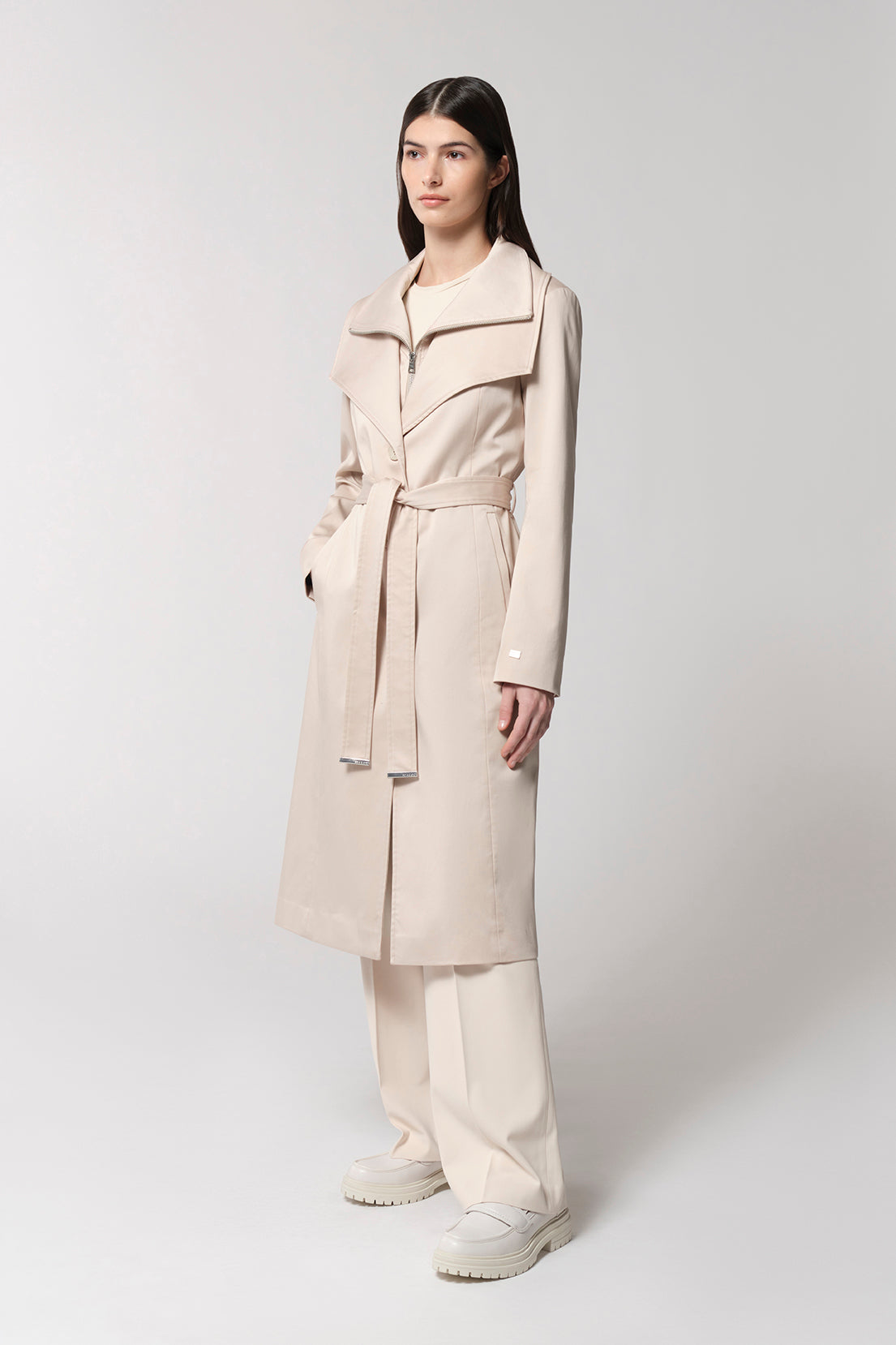 Ilana-T, Slim-fit trench with bib collar| Soia & Kyo US