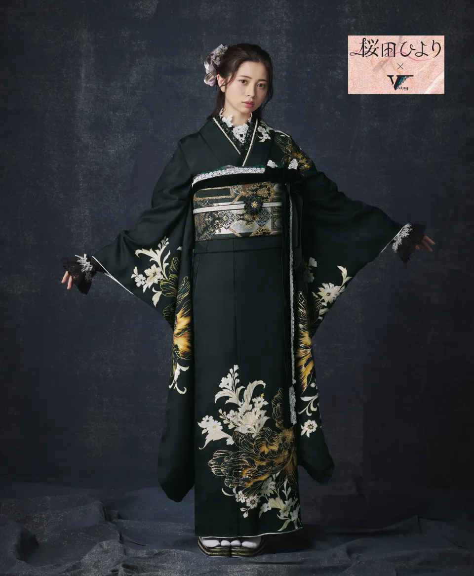 黒地牡丹に白華[FR5033] | 成人式振袖レンタル京都さがの館