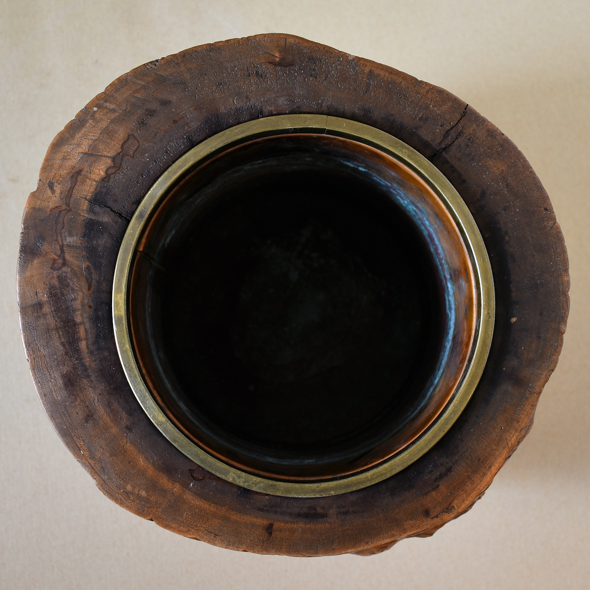 火鉢と炭道具の販売 骨董 斎明堂 / 楓くり抜き火鉢（壱）