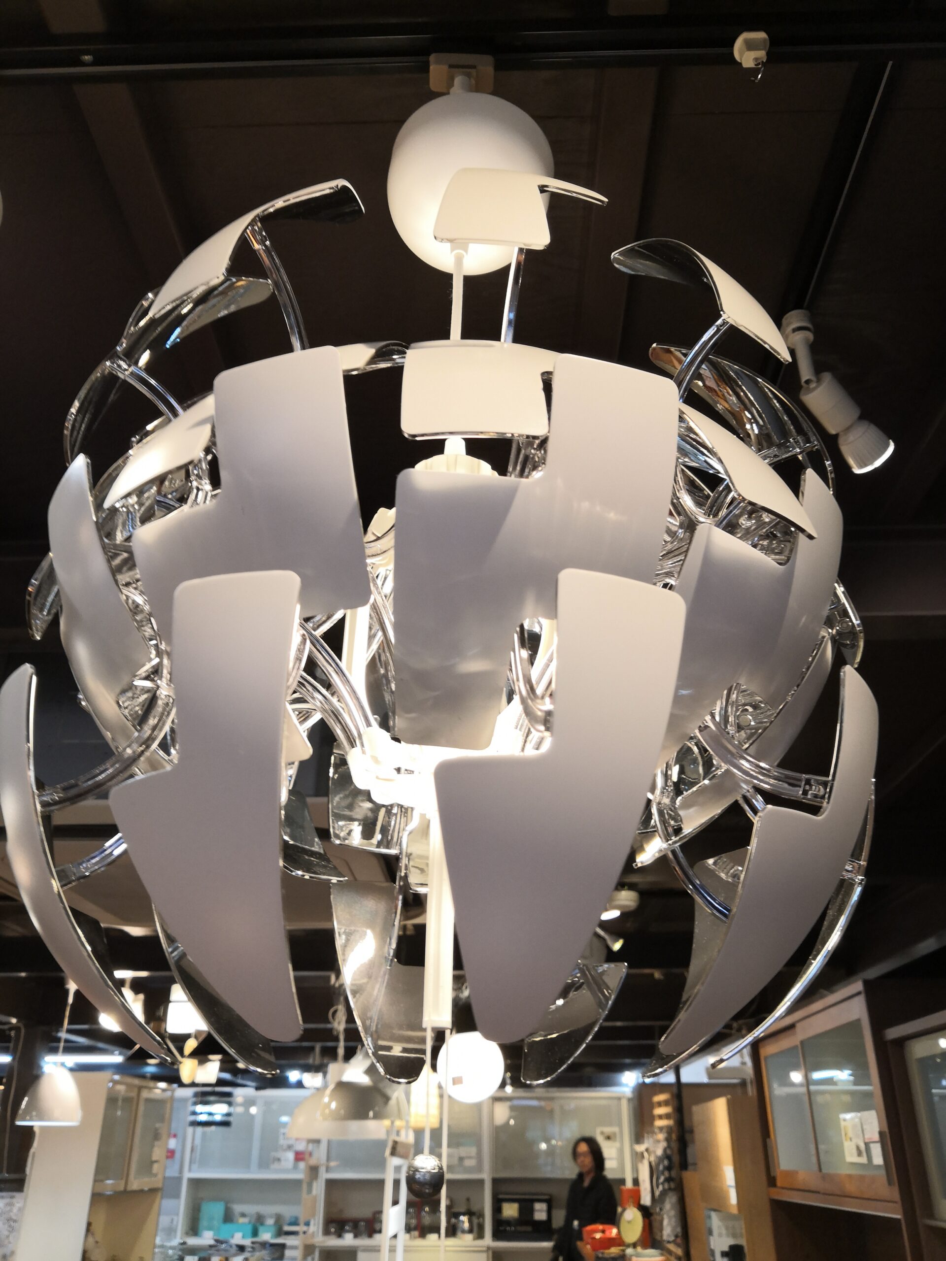 中古品】 IKEA イケア 照明器具 ペンダントライト シルバー ホワイト