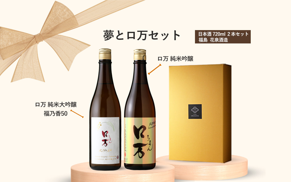 夢とロ万セット(日本酒 720ml 2本 ロ万純米大吟醸福乃香50 純米吟醸