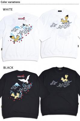 鶴狐ちゃん刺繍BIG Tee 今昔 KJ-23003 和柄 和風 きつね キツネ