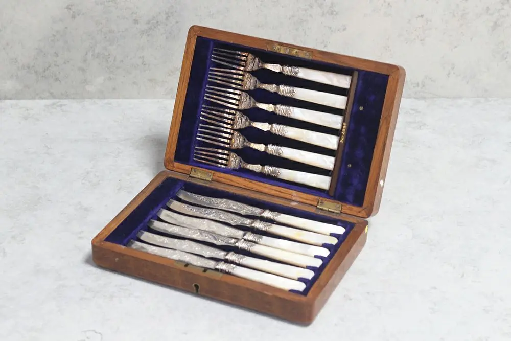 仏蘭西】【白蝶貝】パストリーセット フォーク / ナイフ 12本 仏蘭西