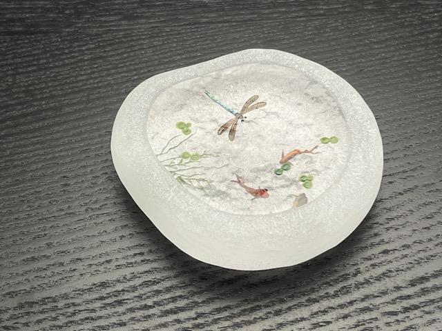 久保裕子さん作ガラスザリガニ魚水草ペーパーウェイト文鎮オブジェ