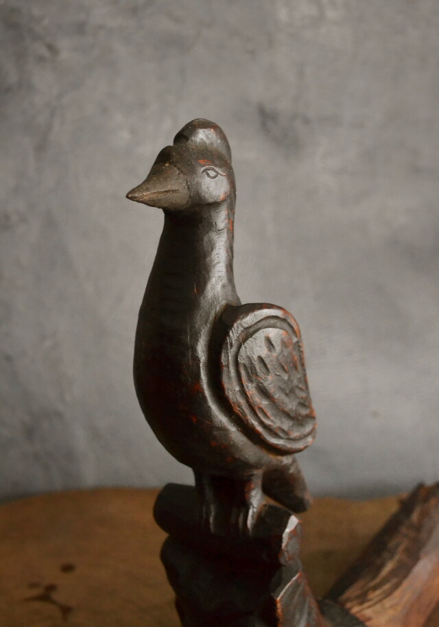 葡萄木 手付 器 木彫 古民具 時代物(K-LC949) 葡萄木 手付 器 木彫 古