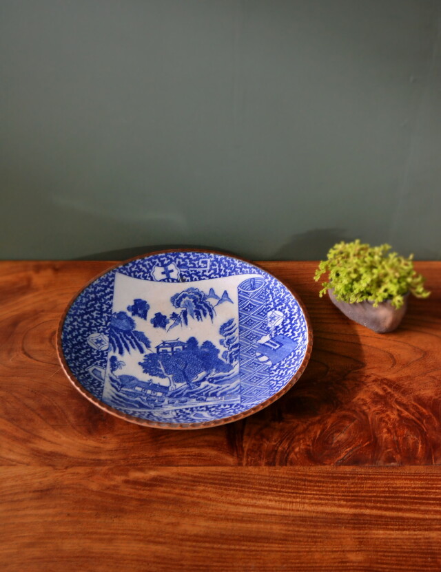 引き取り限定 神右衛門 染付山水絵 大皿 直径約93.5㎝東な7-1220☆2F