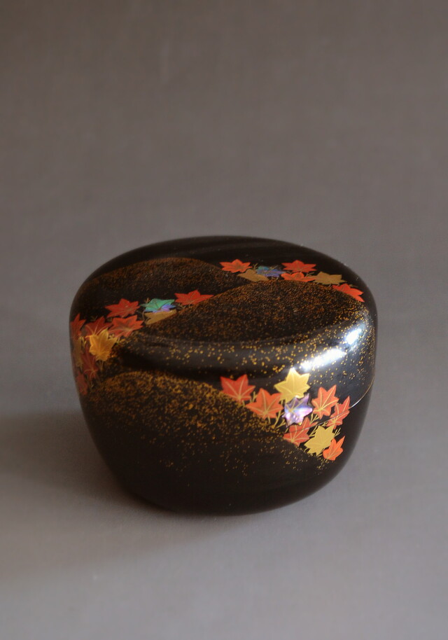 遠山紅葉蒔絵乾漆大棗 奥津一心斉作 茶道具 棗 秋茶道具 大棗
