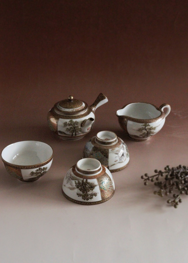 九谷焼 九谷鏑木 芦雁図 宝瓶 湯冷まし 煎茶碗 煎茶器 茶道具 鏑木