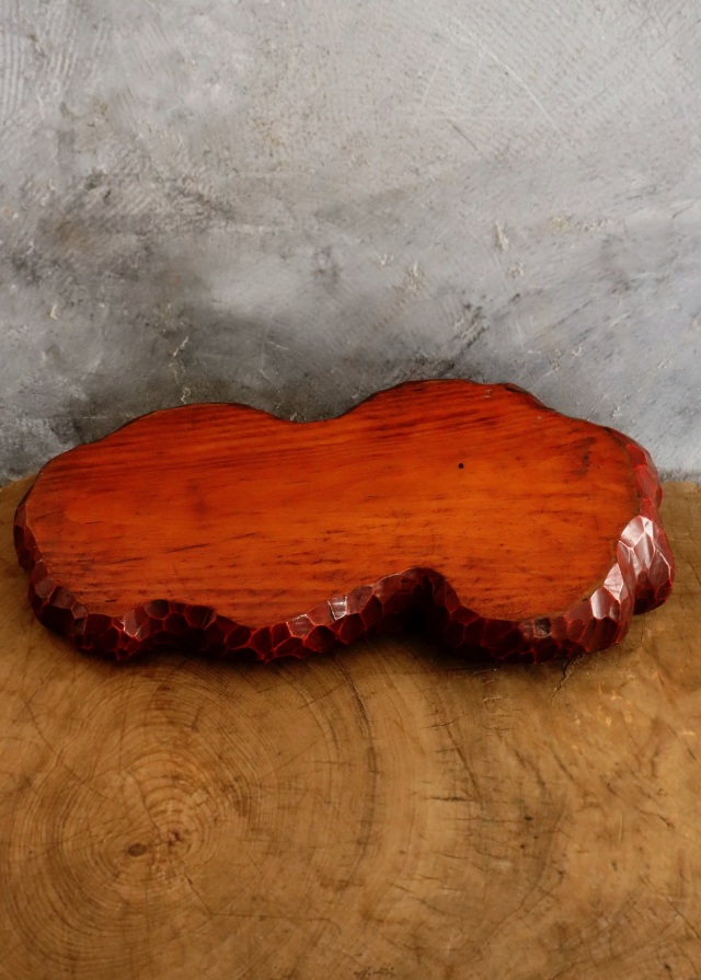 木製 欅製 翠玉作 盆 刳り貫き煎茶盆 美しい木目 長方盆 煎茶道具