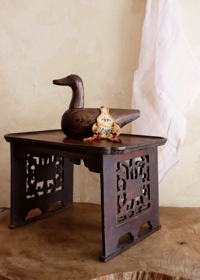 李朝 ソバン 小盤 韓国 お膳 花形 φ35cm 虎脚 虎足 花台 李