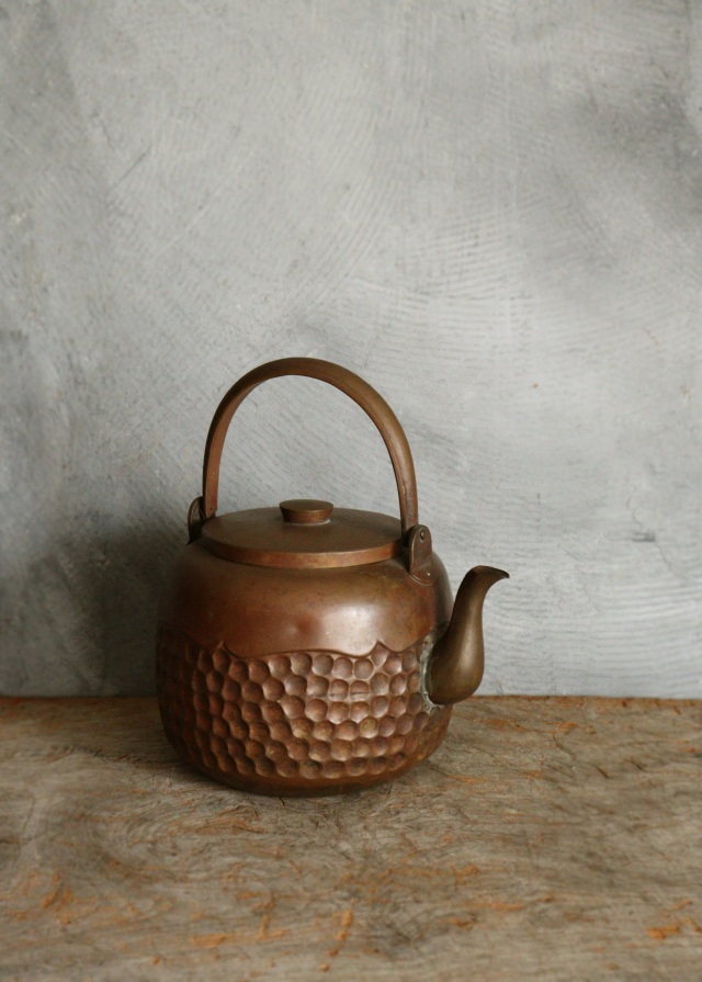 銅製打ち出し薬缶 水注 煎茶道具 茶道具 アウトドア 古道具 Antique