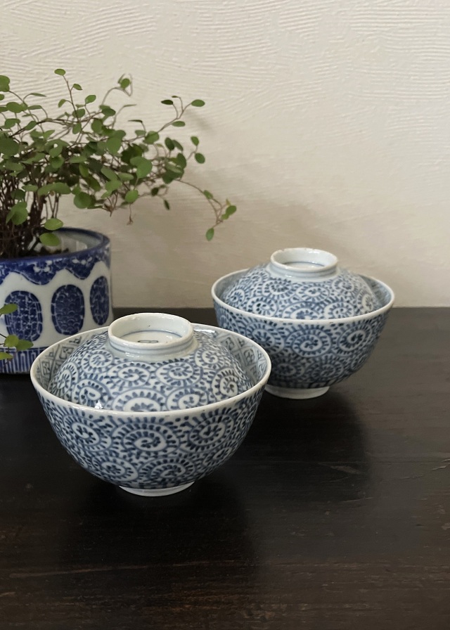 茶道具】青地金襴手唐草蓋物十客（二個蓋無し） 茶道具】青地金襴手