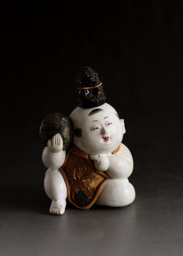 御所人形 つくね 江戸時代 烏帽子被り瓢箪持ち童子 骨董 古美術 小さな