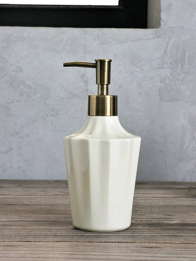 ディスペンサーRitaホワイト 400ml シャンプー リンス ソープ 陶器