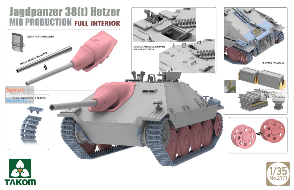 TAK02171 1:35 Takom Jagdpanzer 38(t) Hetzer Mid [Full Interior