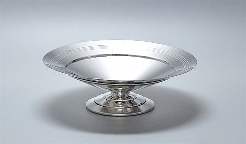Keith Murray for Mappin & Webb Art Deco silver plated footed bowl