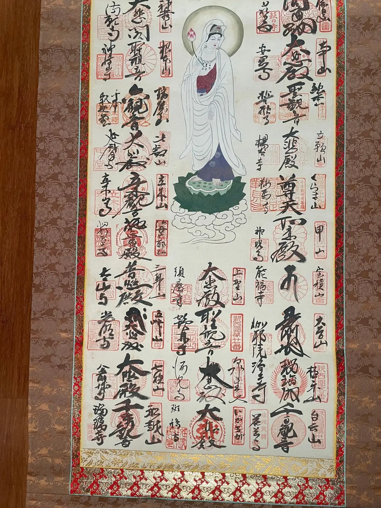 書 Japanese Buddhist Pilgrimage Scroll Japanese Brilliant Colors