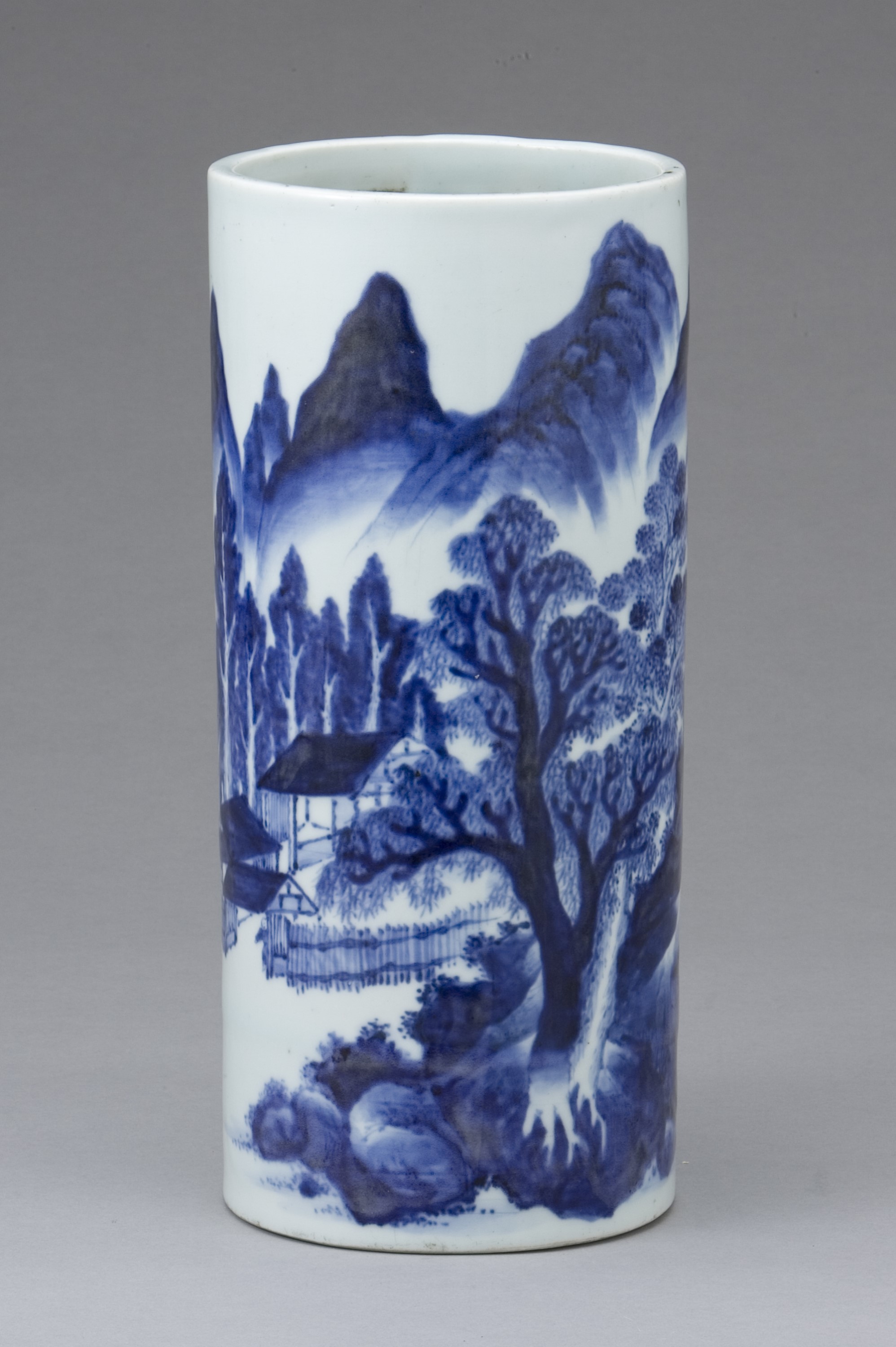 瀬戸染付草花文水鉢 】 目跡10個 江戸期瀬戸焼 瀬戸染