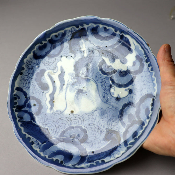 李朝 煎茶碗 染付 九谷焼 龍の図 古染付 アンティーク伊万里 5