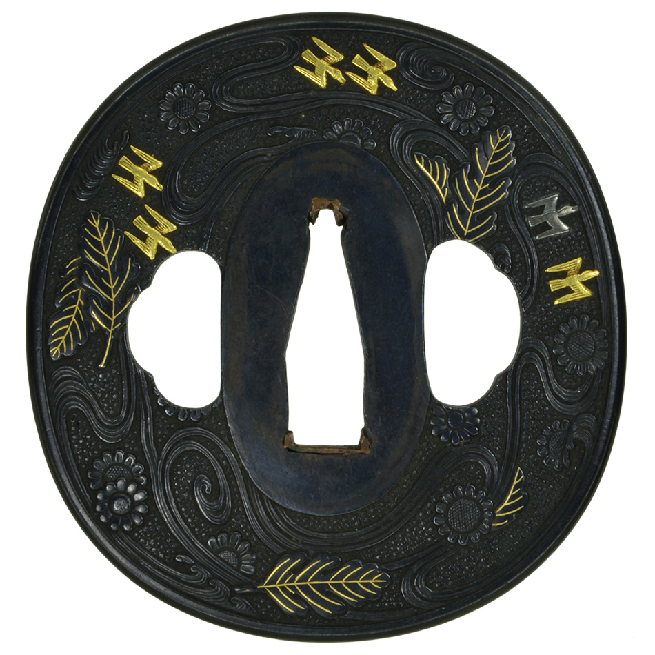 鍔 無銘 古金工 菊水群鳥図鍔(TU-080515)｜刀・日本刀の販売なら日本刀