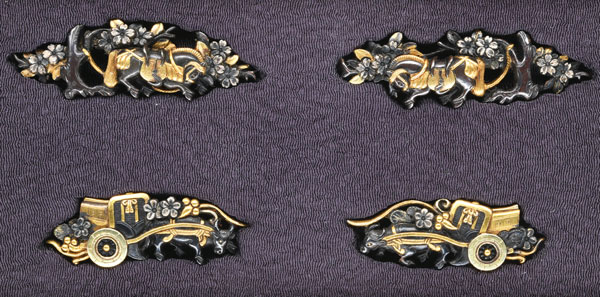 大小目貫 無銘 伝 奈良利長 牛車図目貫(ME-040125)｜刀・日本刀の販売