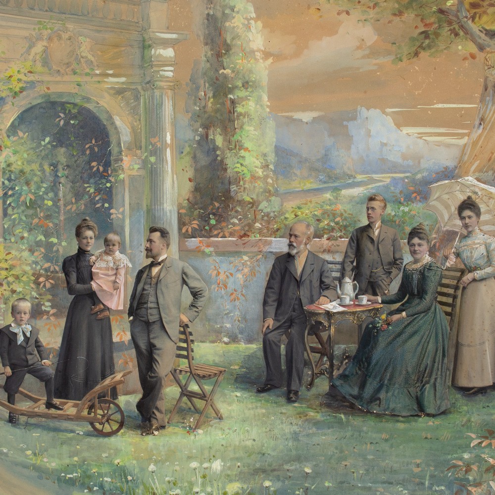 絵画 Family in the garden 20x 20cm 絵画 Family in the garden 20x