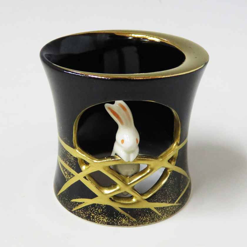 茶道具 蓋置（ふたおき） 蓋置 月にウサギ 今岡 三四郎 うさぎ 月見 |