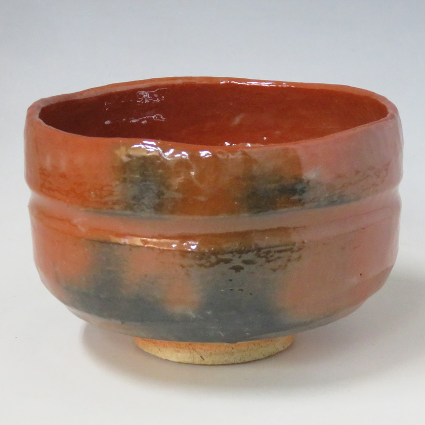 茶道具 楽茶碗（らくちゃわん） 茶碗 赤楽 角印 銘「和敬」 福本積應師