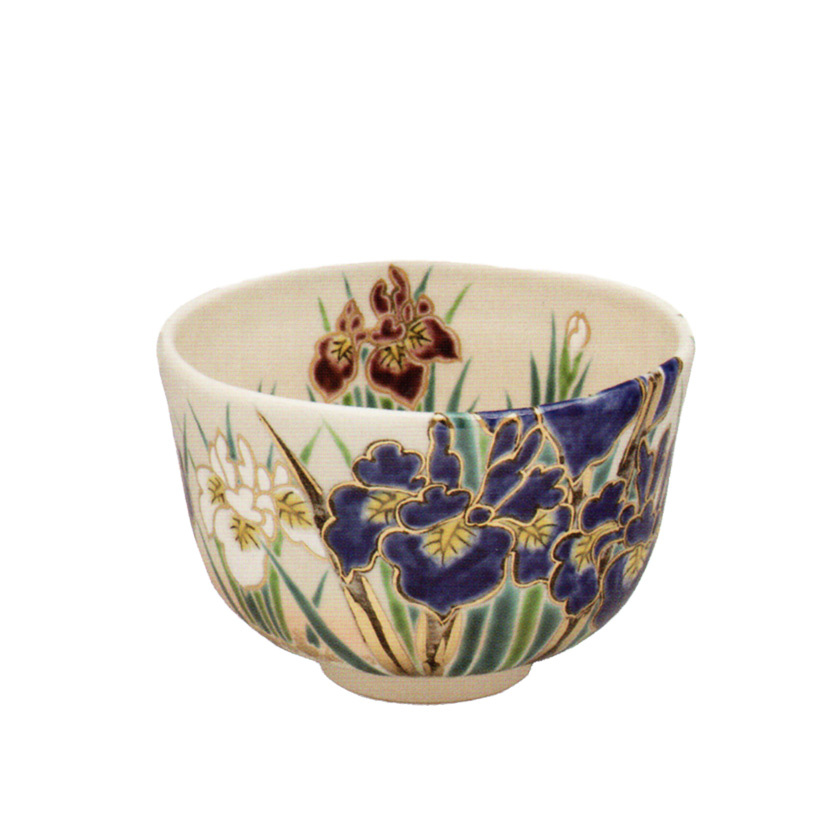 茶道具 抹茶茶碗（まっちゃちゃわん） 京焼 色絵 杜若 茶碗 田中 方円