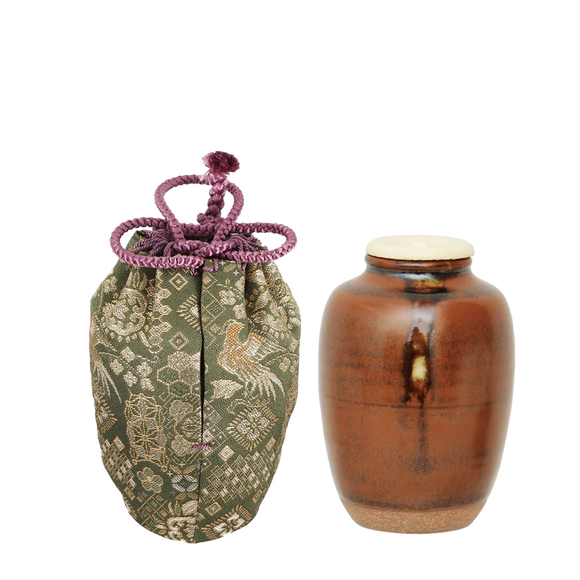 茶道具 京焼 平安 森岡嘉祥造 瀬戸 大海茶入 仕覆付 共箱 V 6959