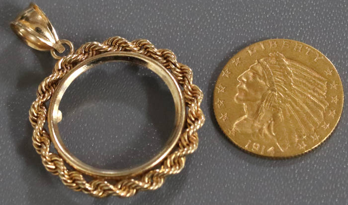 アメリカの法定通貨 1914年発行 2.5ドル インディアン金貨