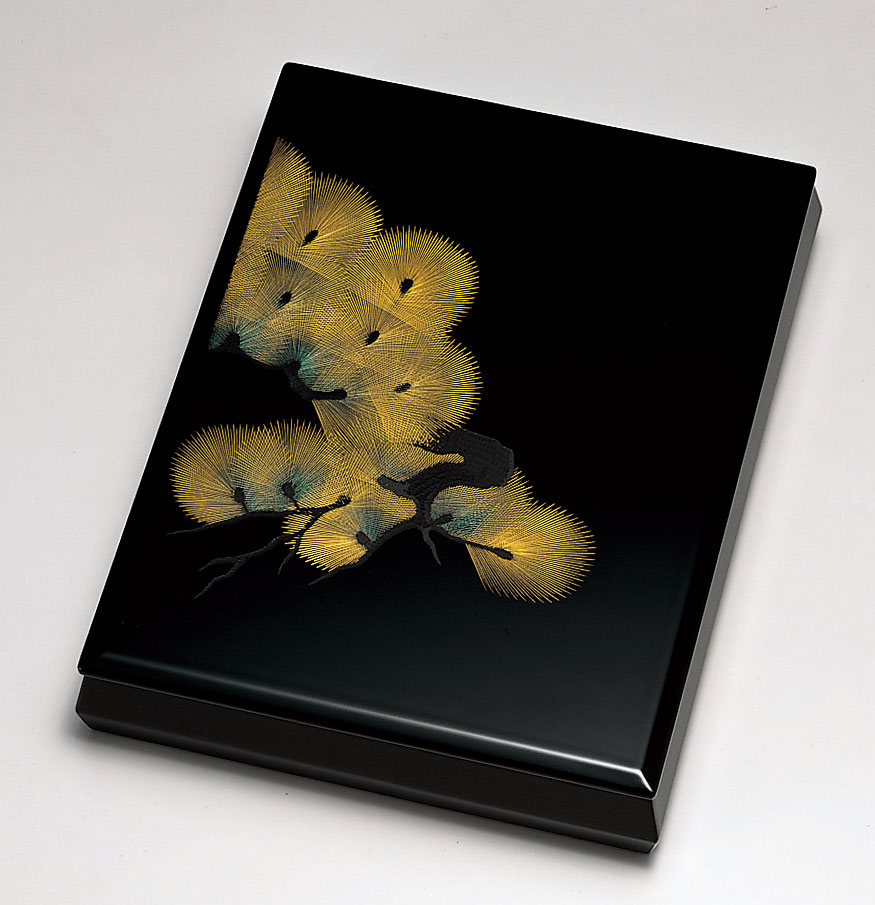 文庫・文筥お筥-【沈金】錦松沈金 文筥［1個］ | 越前漆器粂治郎