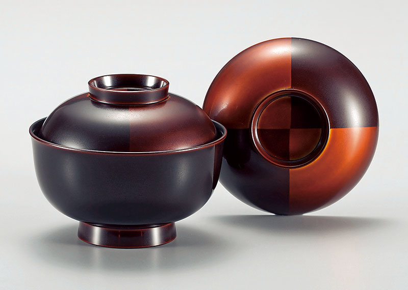 吸物椀お椀-【手描き蒔絵・消し蒔絵】市松白檀 吸物椀［5客］ | 越前