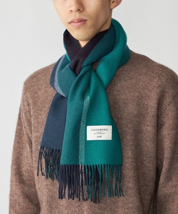 SHIPS: カシミヤ ダブルフェイス パネル マフラー｜ SHIPS 公式サイト