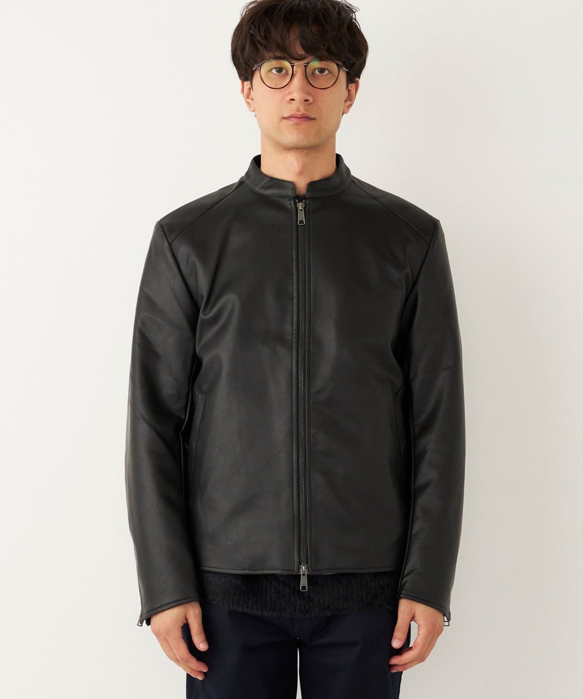 ◇shipsシップス本革ラムレザージャケットシングル黒L アローズビームス◇