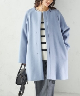 SHIPS any:〈洗濯機可能〉ダブルジャージー ノーカラー コート｜ SHIPS