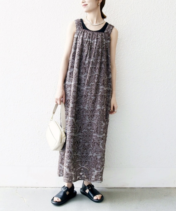 SHIPS any:〈手洗い可能〉メッシュ ジャカード ギャザー Iライン