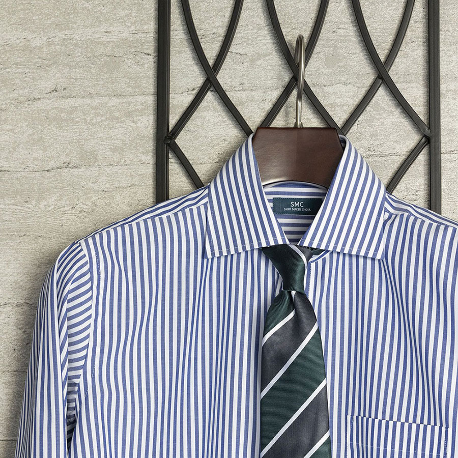 名巧は愚なるが如し ブルーストライプシャツ XL 名巧は愚なるが如し