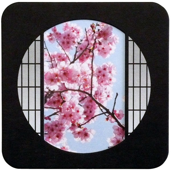 増田紙工 立体型デザイン紙コースター BUMP和風円窓 2mm厚 <同柄/3枚入