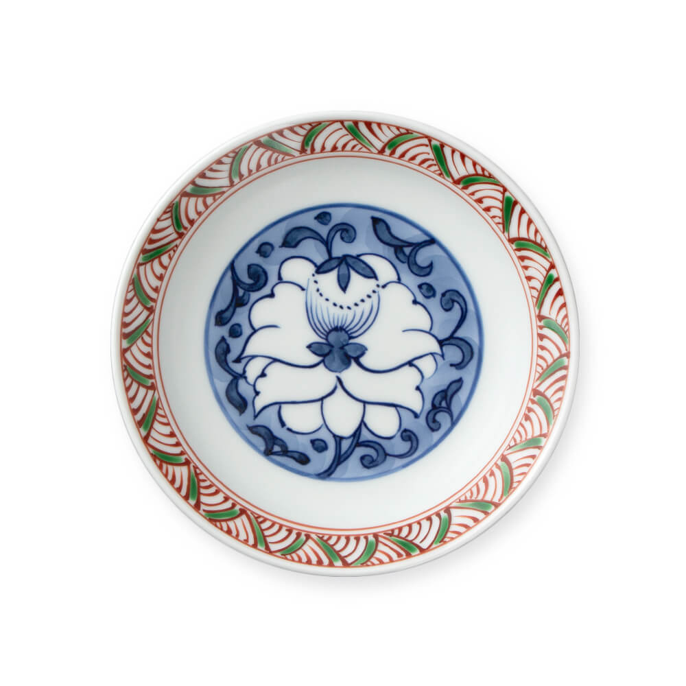 団扇形 岩上花紋 染付 変皿】工芸品 団扇形 岩上花紋 染付 変皿】工芸