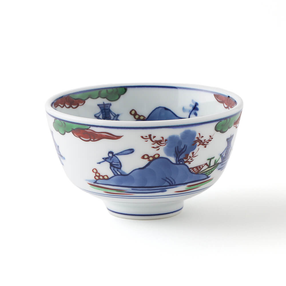 染錦山水絵 飯碗 ｜ 有田焼の源右衛門窯公式オンラインショップ