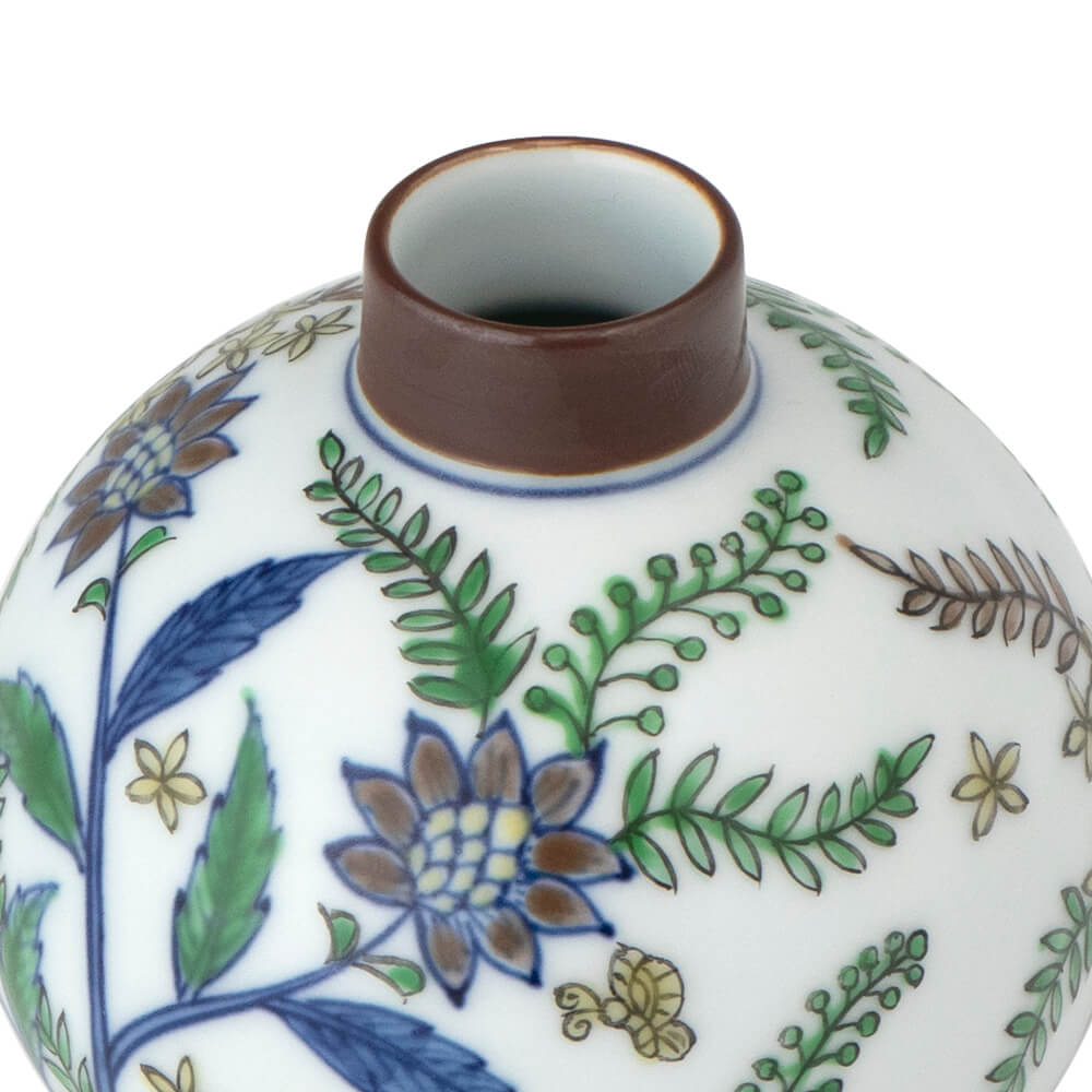 染錦更紗手花蝶文 小花瓶 ｜ 有田焼の源右衛門窯公式オンラインショップ