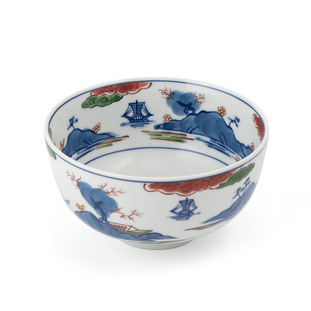 染錦山水絵 麺鉢 ｜ 有田焼の源右衛門窯公式オンラインショップ