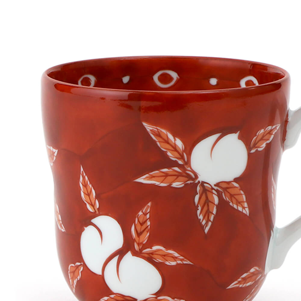 赤濃桃ちらし マグカップ ｜ 有田焼の源右衛門窯公式オンラインショップ