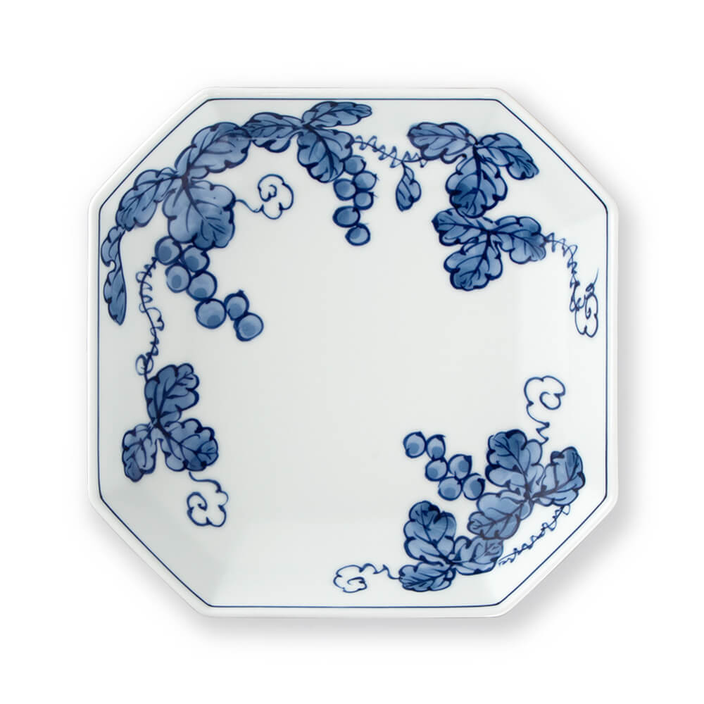 有田焼 源右衛門窯 染付葡萄紋 深鉢/骨董/時代物 有田焼 源右衛門窯 染